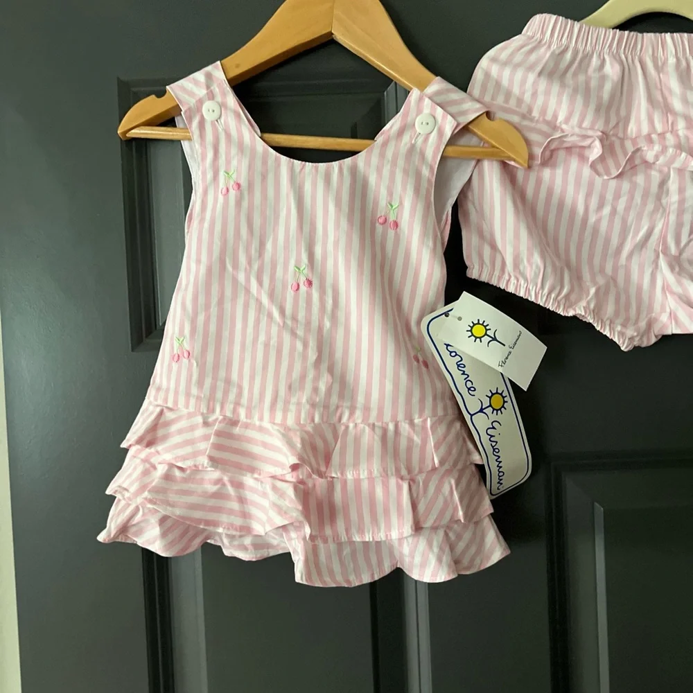 Florence Eiseman Pink and White Striped Baby Set NWT - Picture 6 of 6